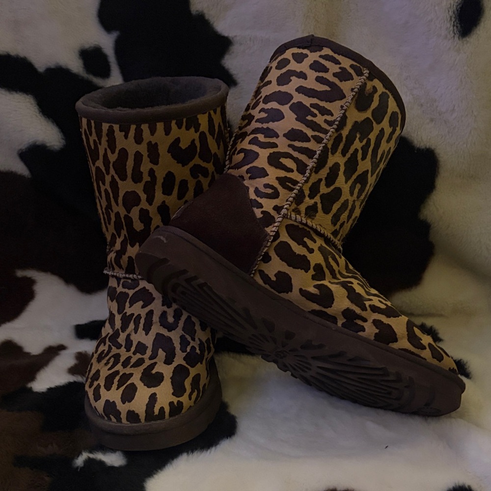 UGG Leopard Print Winter Boots - Brown and Black